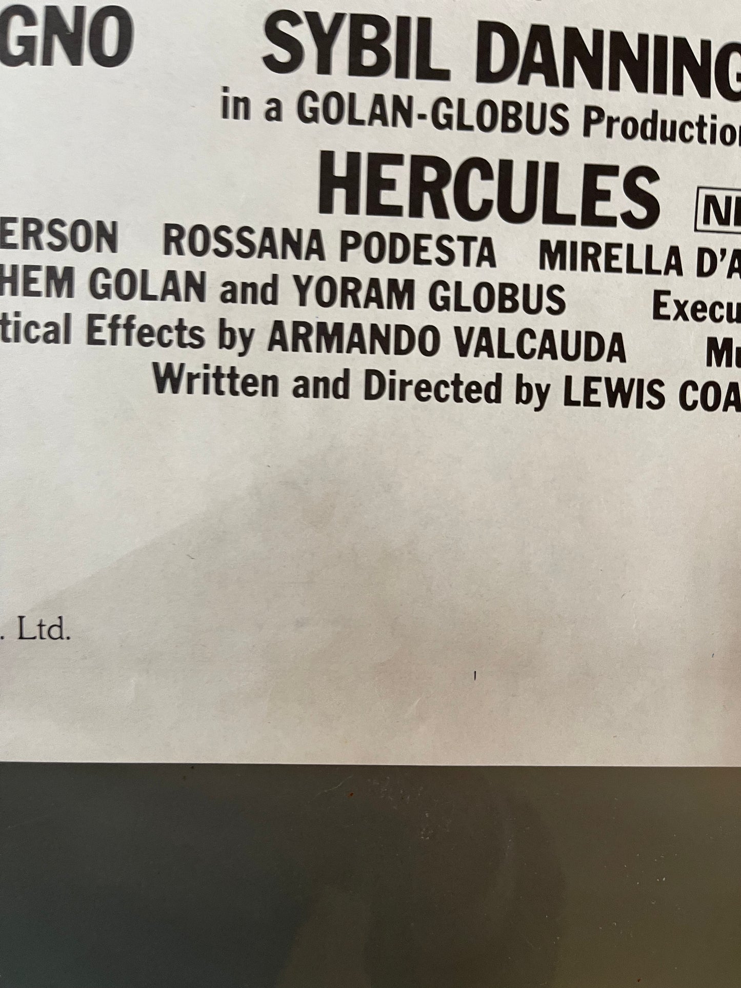 Hercules (1983) Lou Ferrigno - Daybill