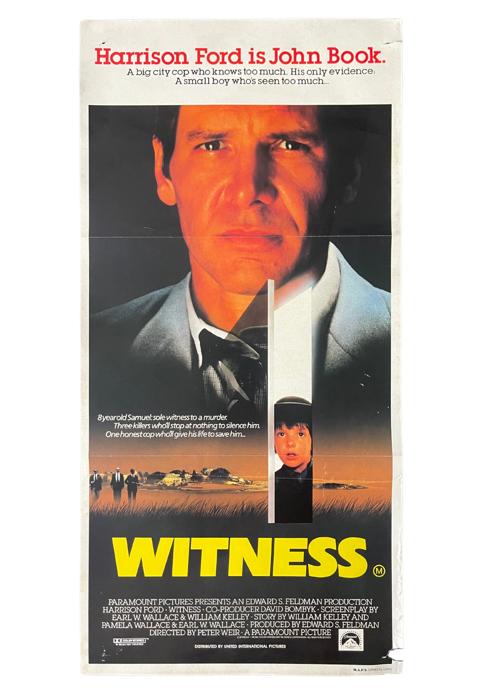 Key Witness Poster Witness (1985) - Daybill – Vintage Posters AU