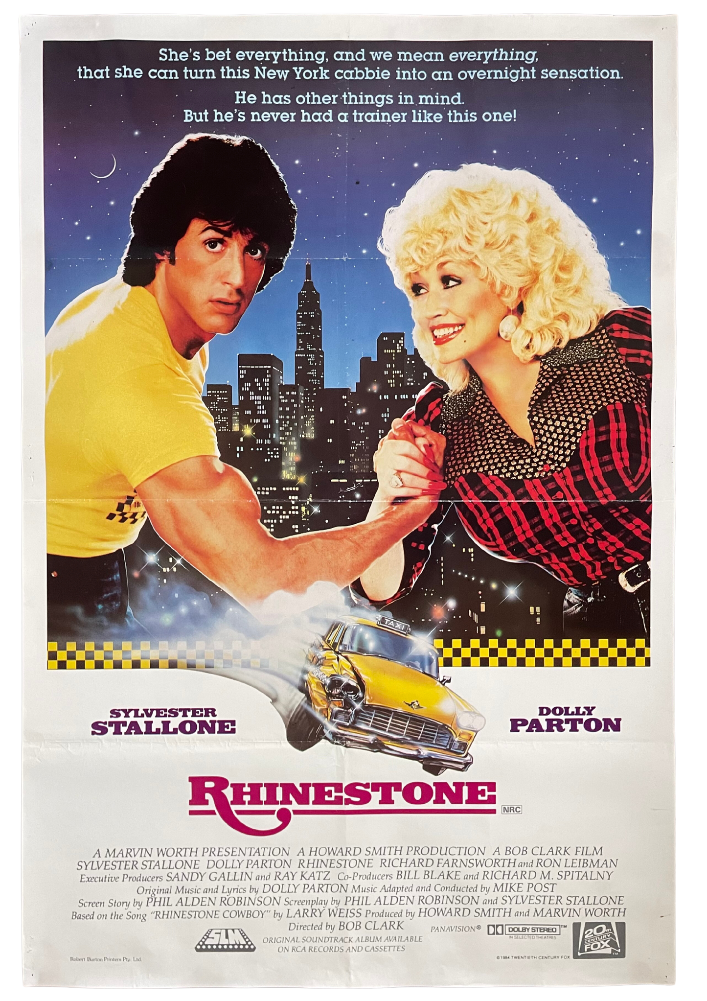 Rhinestone (1984) Sylvester Stallone Dolly Parton - One Sheet