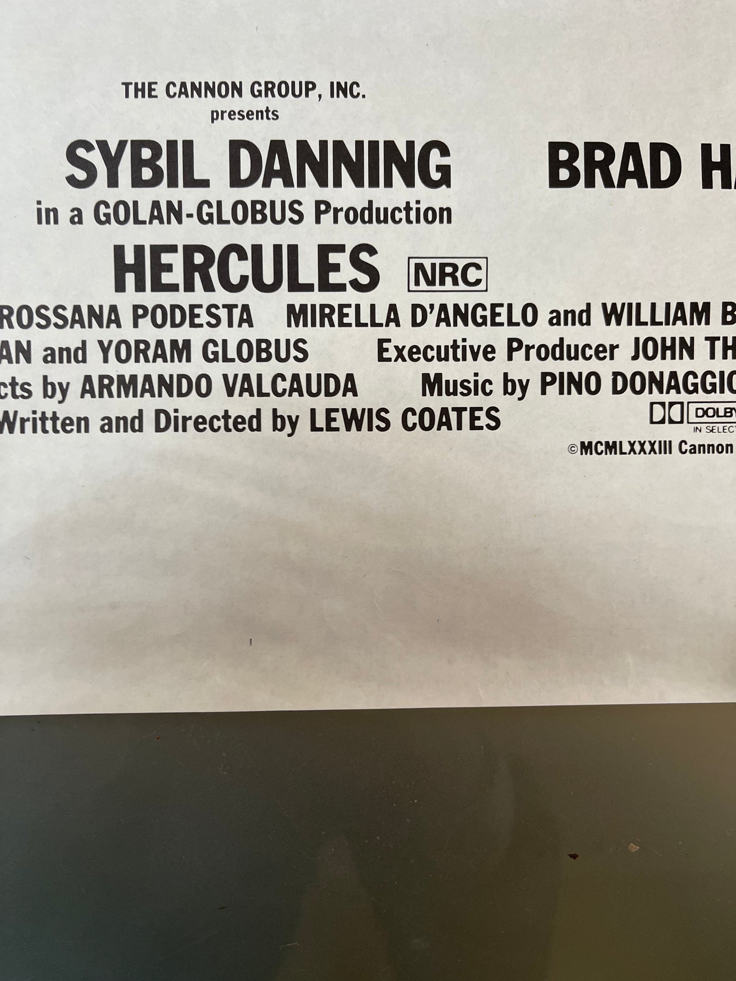 Hercules (1983) Lou Ferrigno - Daybill